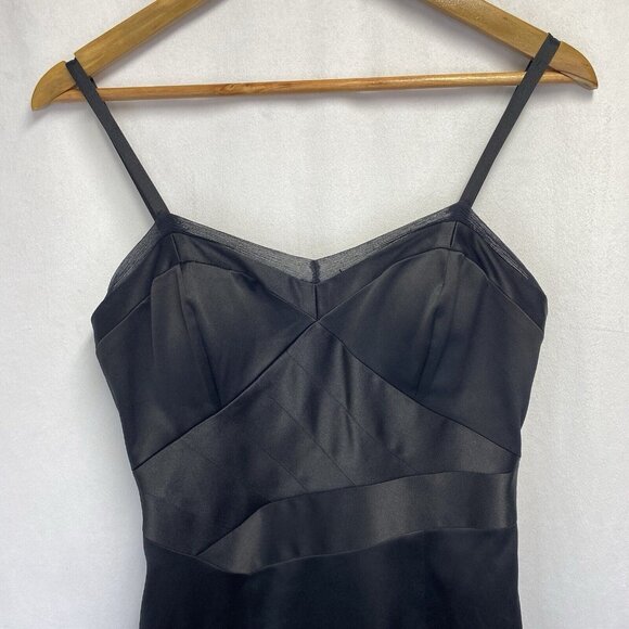 BCBG Paris Adjustable Straps Body Con Lined Dress Women Sz 6 Black Side Zipper - Picture 7 of 16